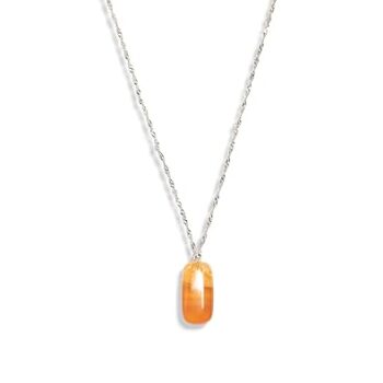 Gempro Gemstone Genuine Orange Agate Pendant Long Necklace For Women And Girls