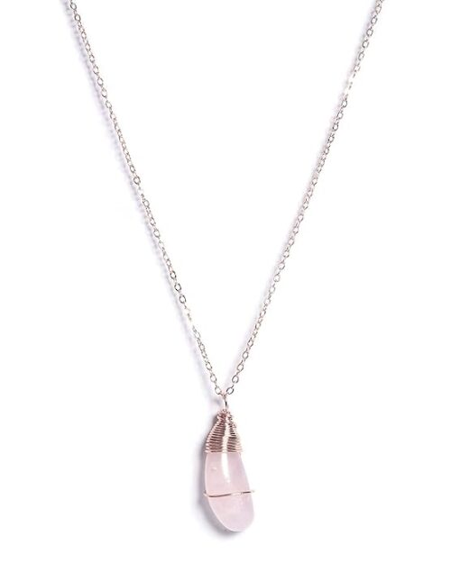 Gempro Valentines Rose Quartz Love Gemstone Chain Pendant for Gifting Women - Image 2