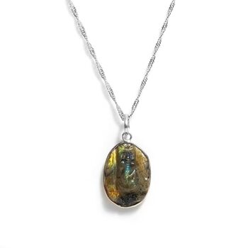 Gempro Natural Labrodorite Ganesh Pendant