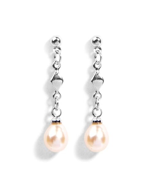 Gempro 925 Silver Natural Peach Pearl Dangle Earrings for Women - Image 2