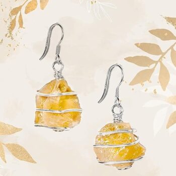 Gempro 925 Sterling Silver Certified Raw Gemstones Drop Earrings for Women