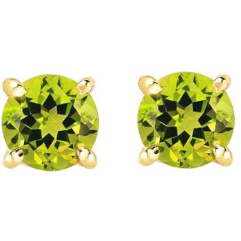 Gempro 925 Sterling Silver Peridot Solitaire Stud Earrings for Women (August Birthstone)