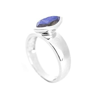 Gempro 925 Sterling Silver Certified Labradorite Gemstone Marquise Ring for Women (4.75 Carat_US Size 8)