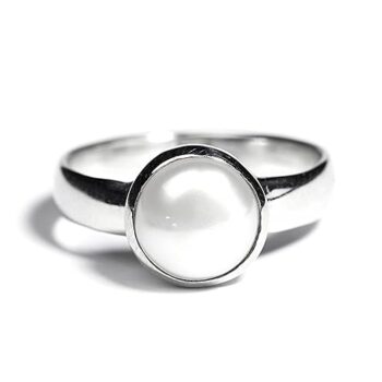Gempro 925 Sterling Silver Natural Pearl Ring (Unisex)