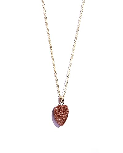 Gempro Valentine's Sunstone Heart Gold Plated Chain Pendant for Women - Image 3