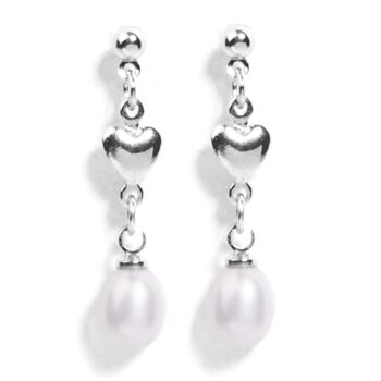 Gempro 925 Sterling Silver Pearls Heart Earrings for Women