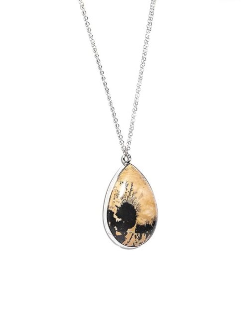 Gempro Certified Scenery Jasper Platinum Plated Chain Pendant for Women - Image 4