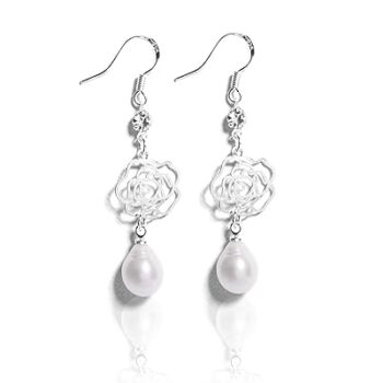 Gempro 925 Sterling Silver Natural Fresh Water Pearls Dangling Earrings for Women