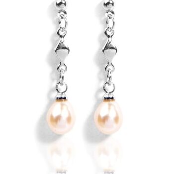 Gempro 925 Silver Natural Peach Pearl Dangle Earrings for Women