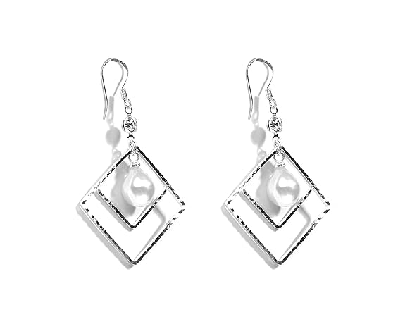 Gempro 925 Sterling Silver Natural Pearls Dangle Earrings for Women