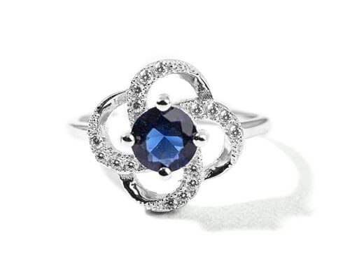 Gempro 925 Silver Hallmark Crystal Elegant Style Ring for Women & Girls (Blue_US 7)