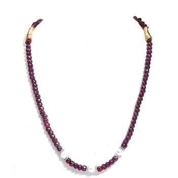 Gempro Precious Faceted Ruby and Fresh Water Pearl Gemstone Strand Necklace for Women