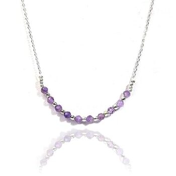 Gempro Genuine Amethyst Gemstone 925 Sterling Elegant Chain Necklace for Women