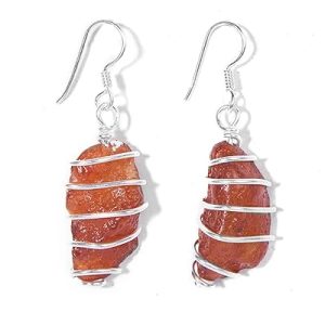 Gempro 925 Sterling Silver Certified Raw Gemstones Drop Earrings for Women