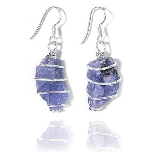 Gempro 925 Sterling Silver Certified Raw Gemstones Drop Earrings for Women