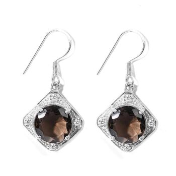 Gempro 925 Sterling Silver Brown Crystal Drop Earrings for Women