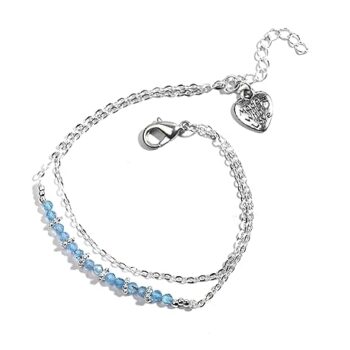 Gempro 925 Sterling Silver Certified Aquamarine Heart Charm Bracelet for Women
