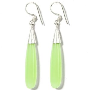 Gempro 925 Sterling Silver Green Crystal & Jade Drop Earrings for Women