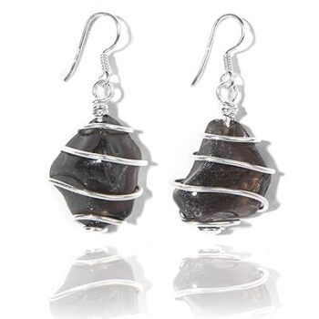 Gempro 925 Sterling Silver Certified Raw Gemstones Drop Earrings for Women