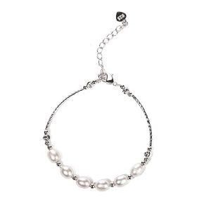 Gempro 925 Sterling Silver Hallmark Natural Pearls Bracelet for Women