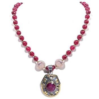 Gempro Precious Ruby Gemstone 925 Sterling Silver Royal Necklace for Women