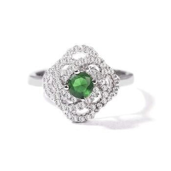 Gempro 925 Silver Hallmark Oval Green Gemstone Finger Rings for Women (US Size 6)