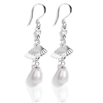 Gempro 925 Silver Fresh Water Pearl Filigree Dangle Earrings for Women