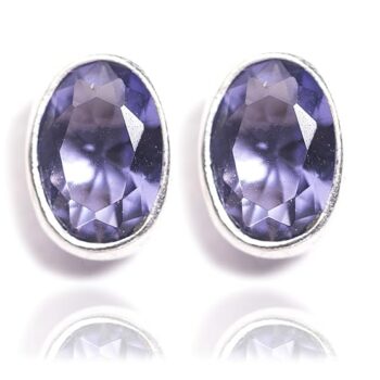 Gempro 925 Silver Cultured Amethyst Stud Earrings for Women