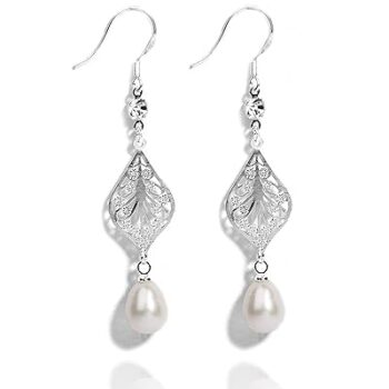 Gempro 925 Sterling Silver Pearls Dangle & Drop Earrings for Women