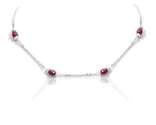 Gempro Genuine Ruby Gemstone Silver Plated Choker Necklace for Women - Image 5