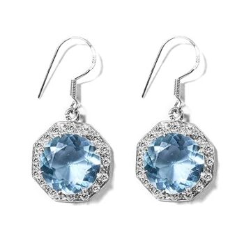 Gempro 925 Silver Sea Blue Crystal Drop Earrings for Women