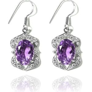 Gempro 925 Sterling Silver Purple Crystal Murakan Drop Earrings for Women