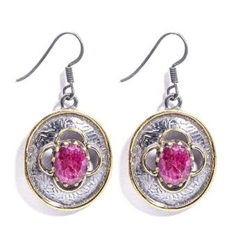 Gempro 925 Silver Certified Oval Ruby Gemstone Royal Earrings for Women