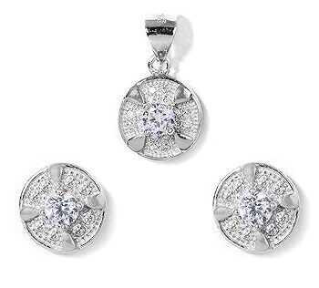 Gempro 925 Sterling Silver Crystal Pendant Earrings Set for Women