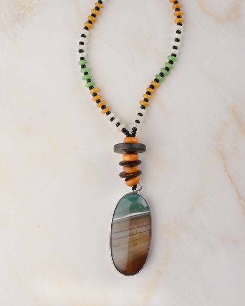 Gempro Unique Agate Slice Cord Necklace