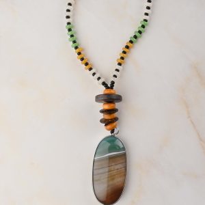 Gempro Unique Agate Slice Cord Necklace