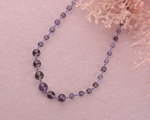 Gempro Amethyst Smooth Loose Beads Graduated Necklace – Elegant & Timeless Design