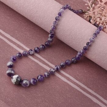 Gempro Natural Amethyst Round Loose Beads Graduated Necklace – Timeless Elegance with a Touch of Luxury