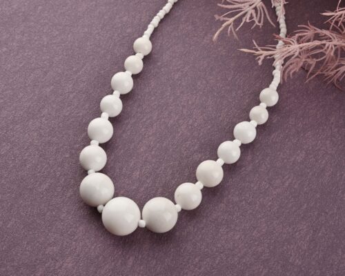 Gempro White Agate Graduated Necklace – Pure Elegance & Timeless Beauty