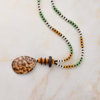 Gempro Unique tiger cowrie shell (natural),Slice Cord Necklace