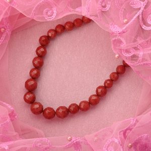 Gempro Fiery Passion Faceted Round Red Jade Necklace length, 18 inches