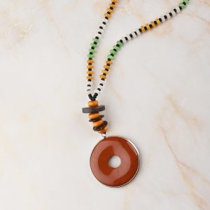 Gempro Unique  Slice Jasper Cord Necklace
