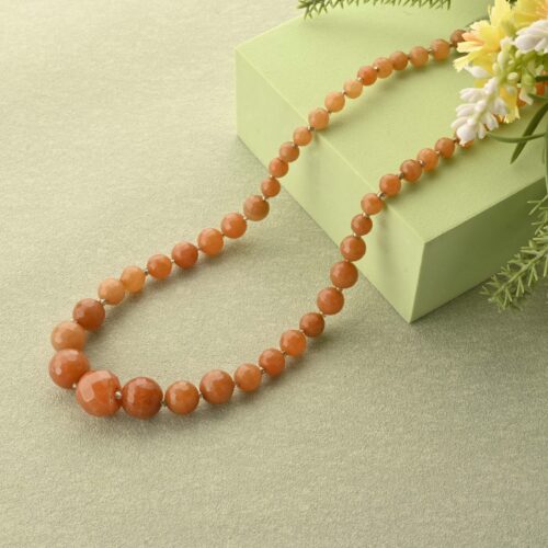 Gempro Faceted Orange Aventurine Necklace length 18 inches