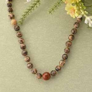 Gempro Faceted Leopard Skin Jasper Necklace