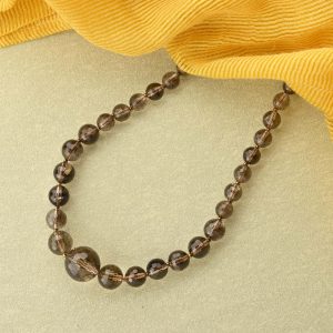 Natural Smoky Quartz Faceted Necklace, length 18 inches