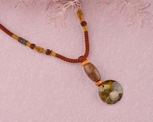 Unique Lodolite Slice Cord Necklace Handcrafted Nature’s