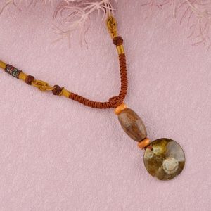 Unique Lodolite Slice Cord Necklace Handcrafted Nature’s
