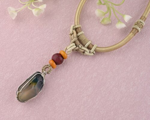 Gempro Nature's Canvas Agate Necklace .length 22 inch