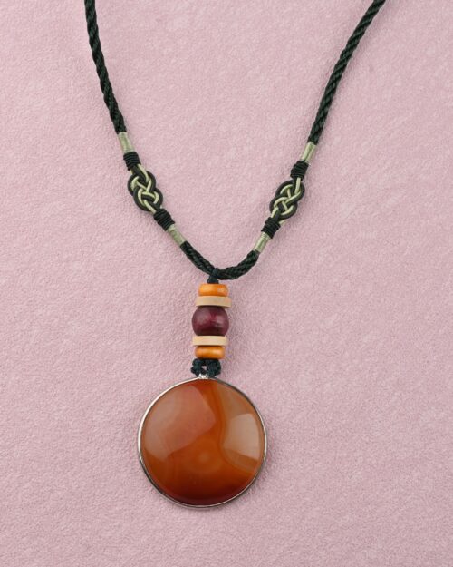 Gempro Unique Agate Slice Cord Necklace length 26 inch