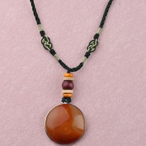 Gempro Unique Agate Slice Cord Necklace length 26 inch